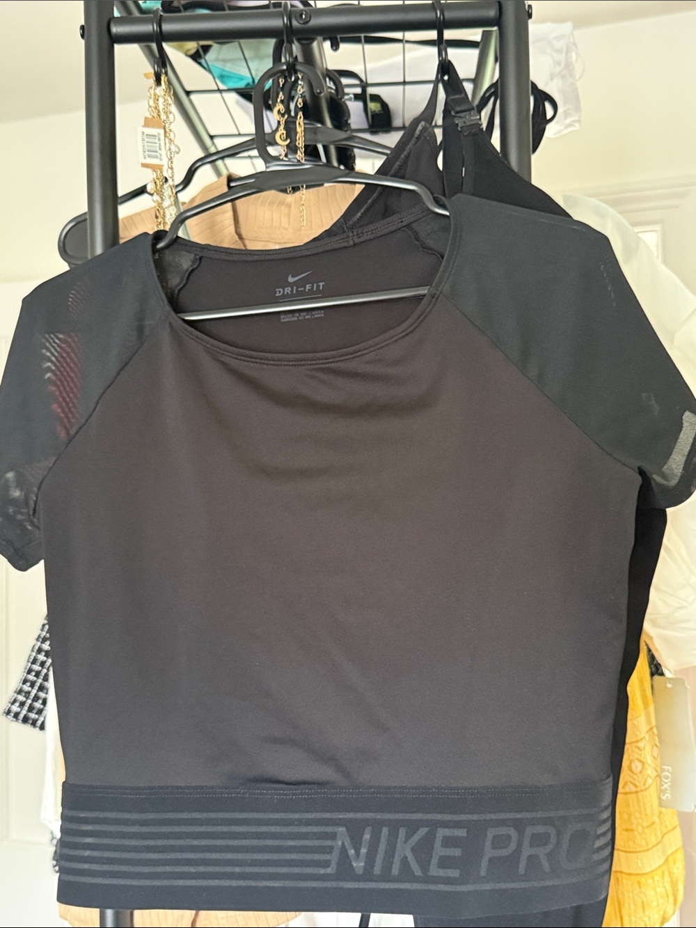 Nike Black Dri-FIT Mesh Sleeve Crop Top